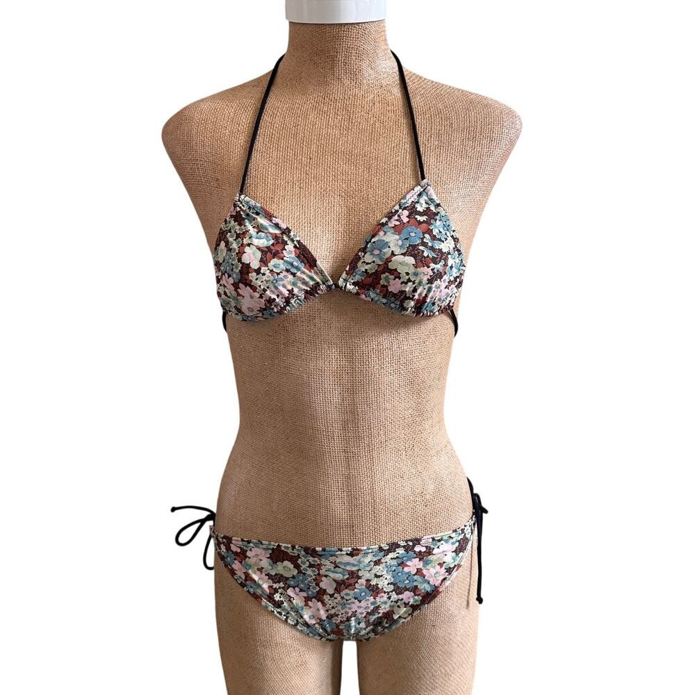 Missoni Ditzy Floral Zigzag Stitch Bikini Halter Bathing Swimsuit Size 38 US 4